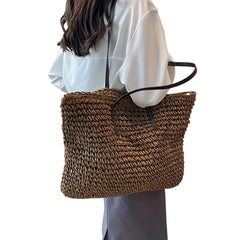 Women's Spacious Beach Tote - Woven Summer Bag