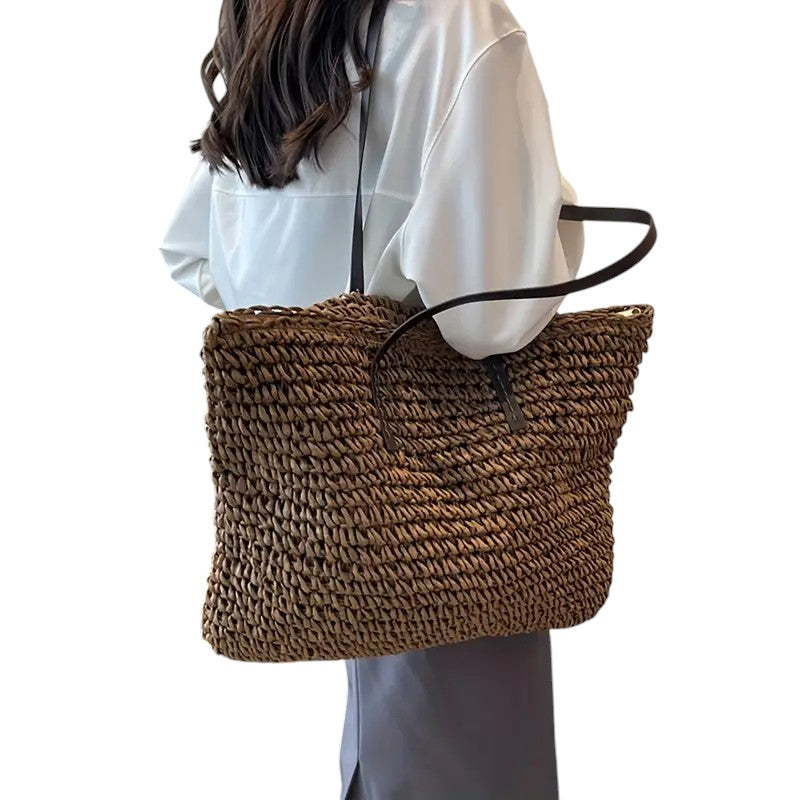 Women's Spacious Beach Tote - Woven Summer Bag