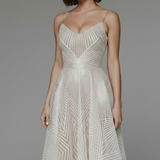 Women's Spaghetti Strap A-Line Midi Dress - Elegant Fit | Spring - Champagne