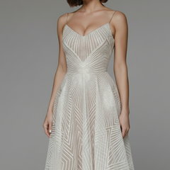 Women's Spaghetti Strap A-Line Midi Dress - Elegant Fit | Spring - Champagne