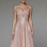 Women's Spaghetti Strap A-Line Midi Dress - Elegant Fit | Spring - Pink
