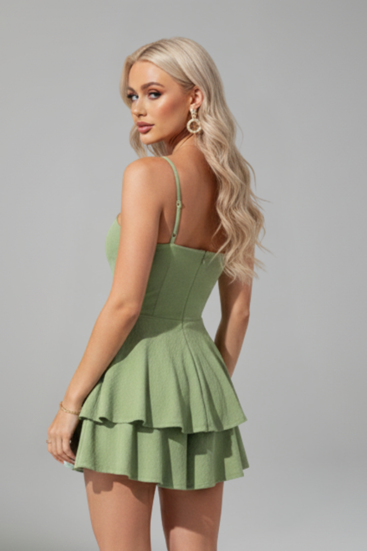 Women's Spaghetti Strap Flared Mini Dress - Summer