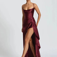 Women's Spaghetti Strap Wedding Guest Dress - Elegant Midi | Summer