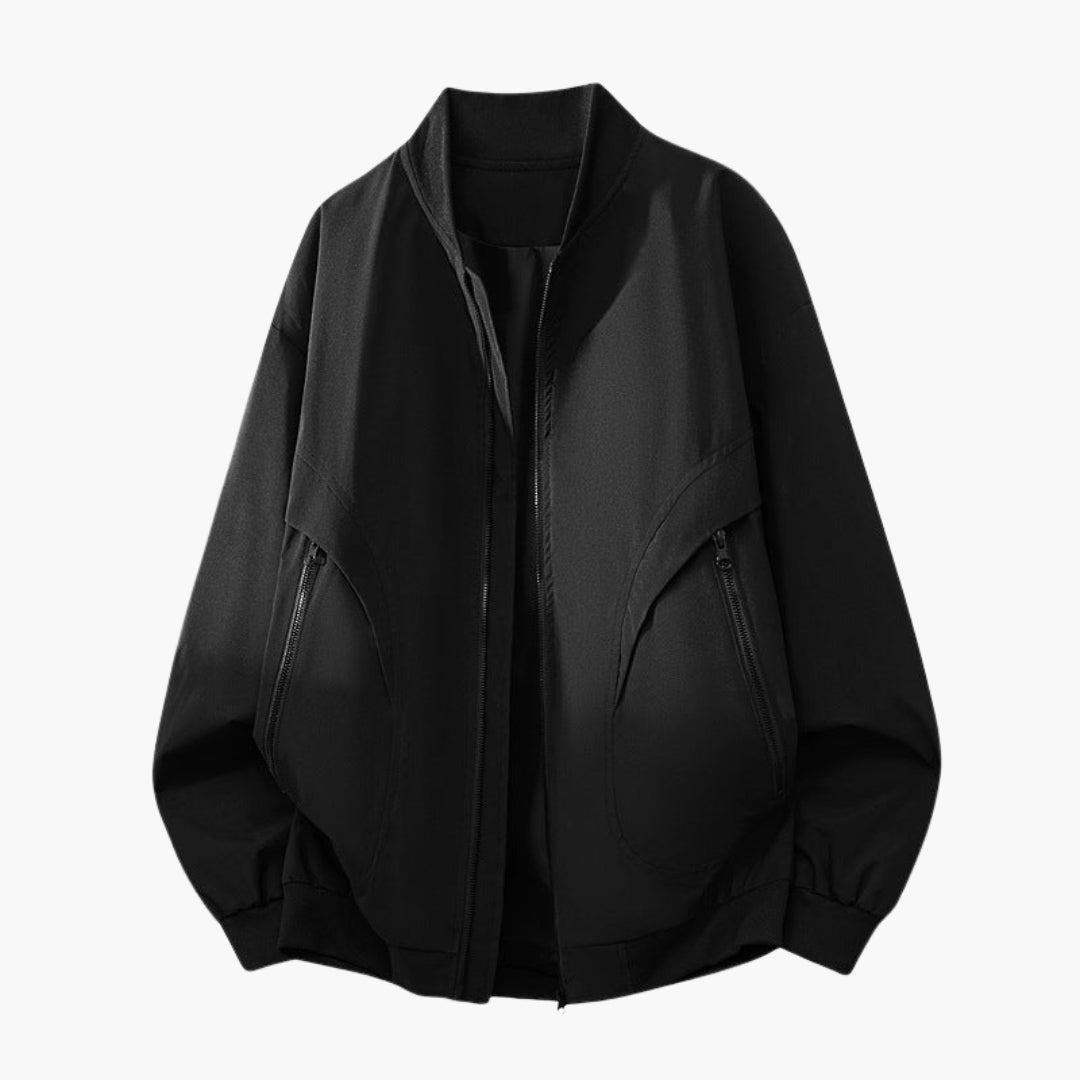 Women's Sport Bomber | Zip Pocket | Spring - Black