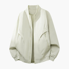 Women's Sport Bomber | Zip Pocket | Spring - White