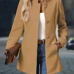Women's Stand-Collar Longline Blazer Coat - Tailored Fit | Autumn