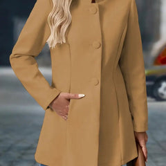 Women's Stand-Collar Longline Blazer Coat - Tailored Fit | Autumn