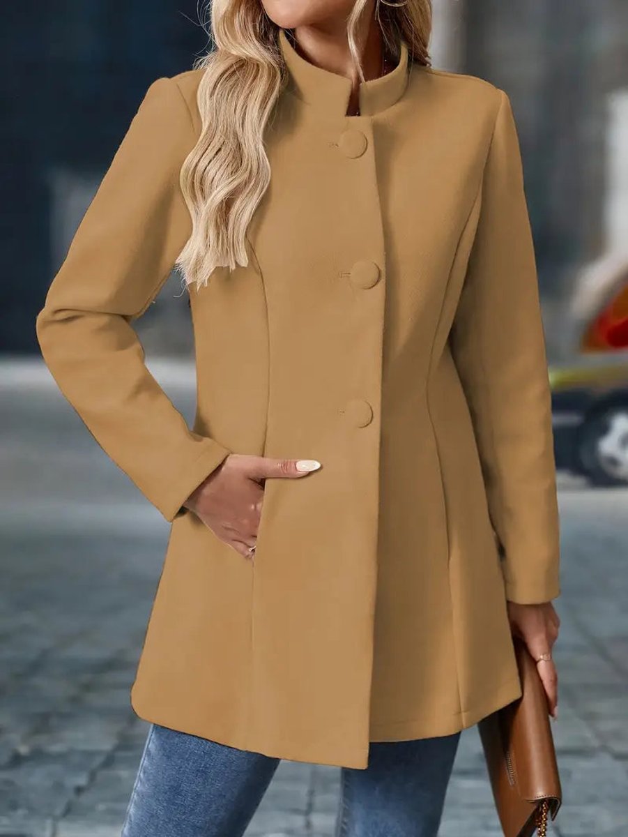 Women's Stand-Collar Longline Blazer Coat - Tailored Fit | Autumn
