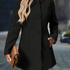 Women's Stand-Collar Longline Blazer Coat - Tailored Fit | Autumn