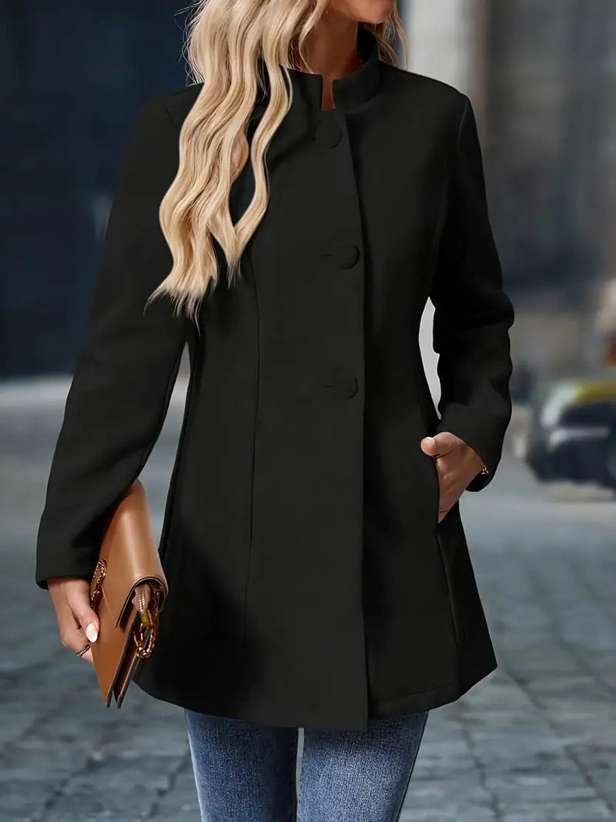 Women's Stand-Collar Longline Blazer Coat - Tailored Fit | Autumn