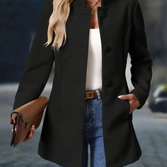 Women's Stand-Collar Longline Blazer Coat - Tailored Fit | Autumn