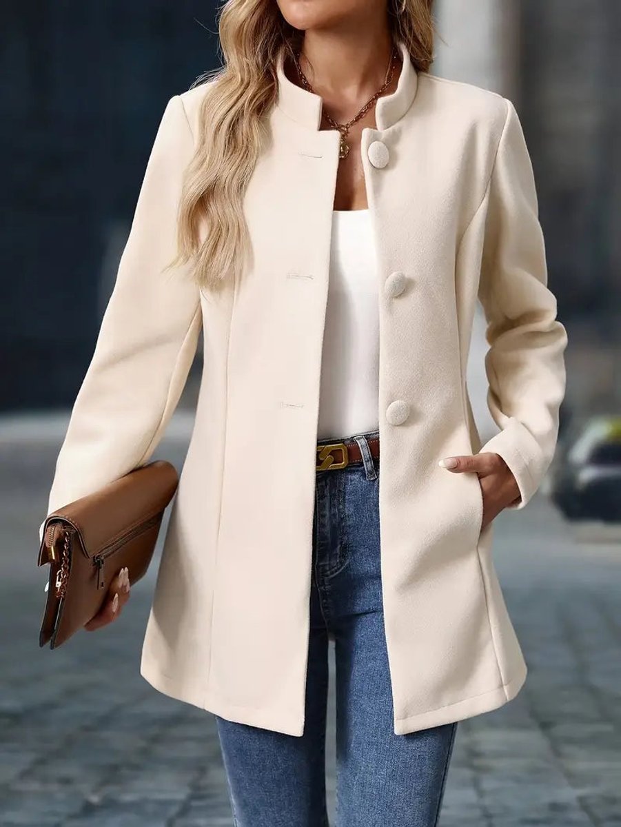 Women's Stand-Collar Longline Blazer Coat - Tailored Fit | Autumn