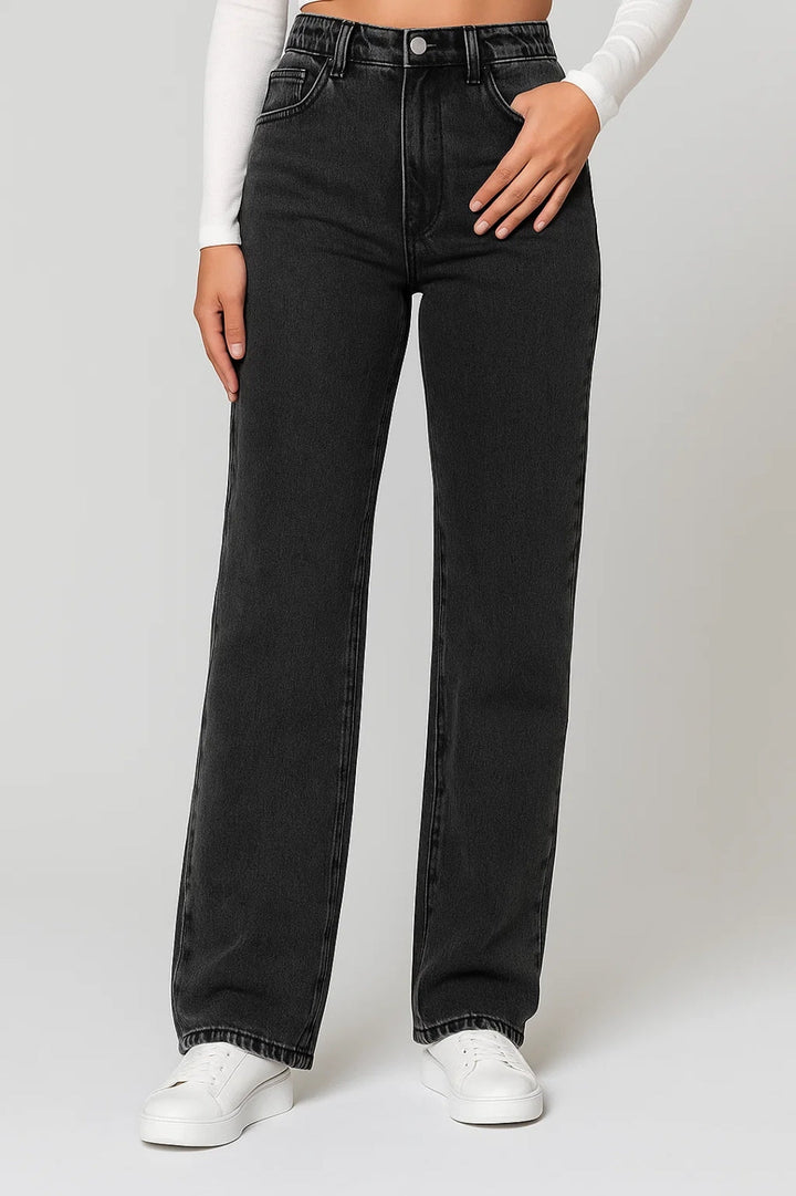 Women's Straight Leg Jeans | High Waist | Autumn - Black