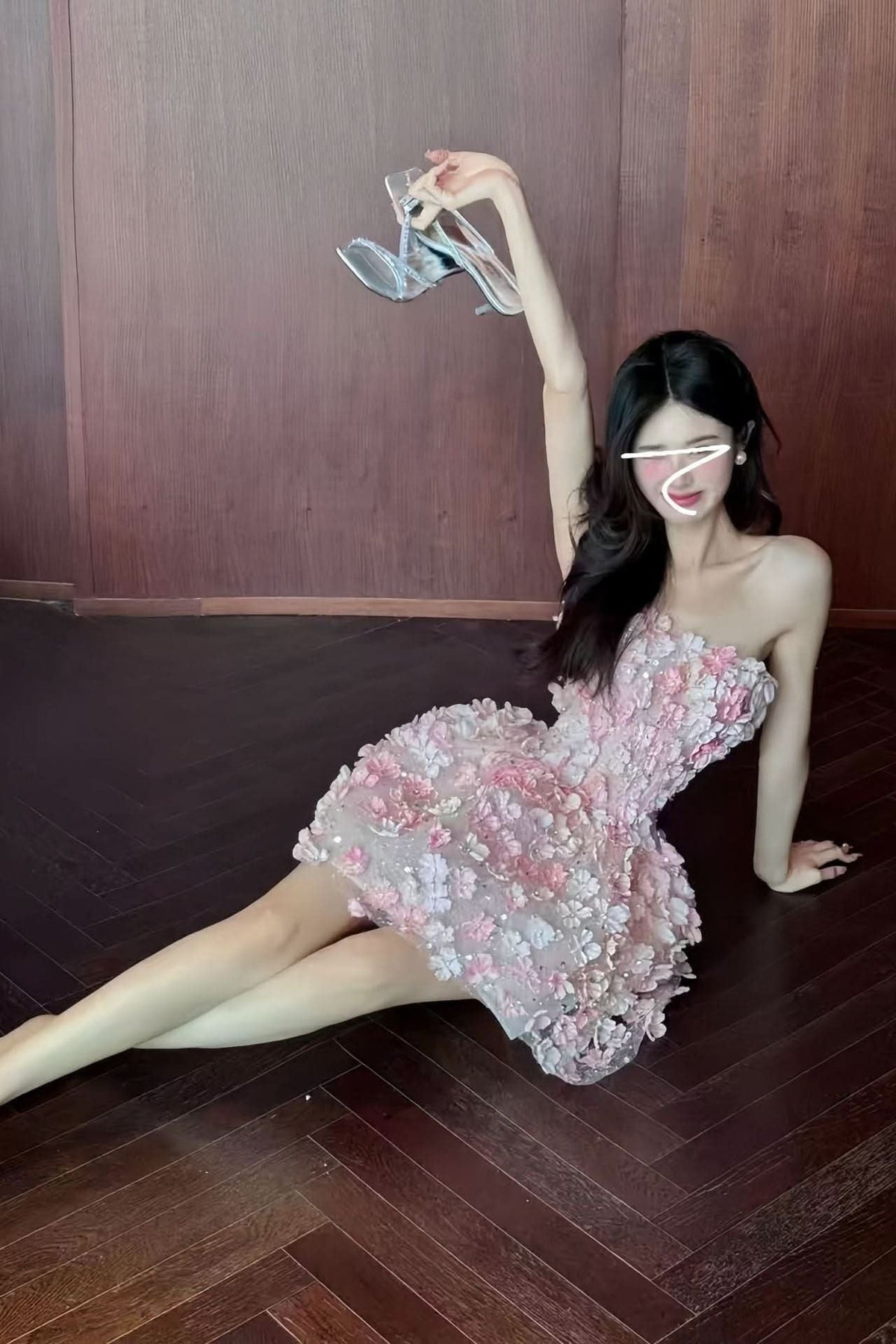 Women's Strapless 3D Floral Embellished Mini Cocktail Dress | Summer