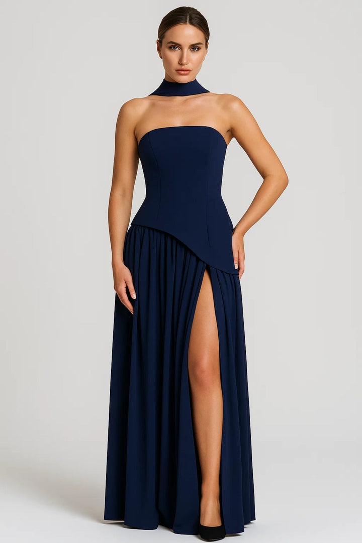 Women's Strapless Maxi Dress | Elegant | Summer - Navy