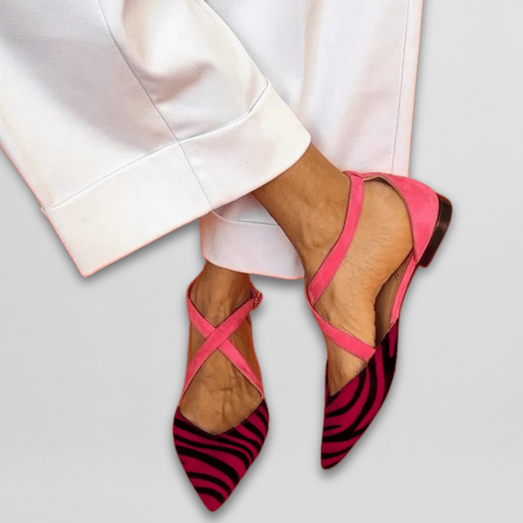 Women's Strappy Ballet Flats - Lightweight Elegance | Summer - Red
