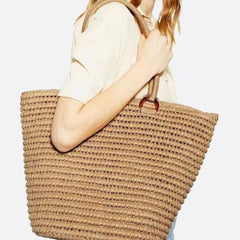 Women's Straw Tote | Summer Bag | Beige - Beige