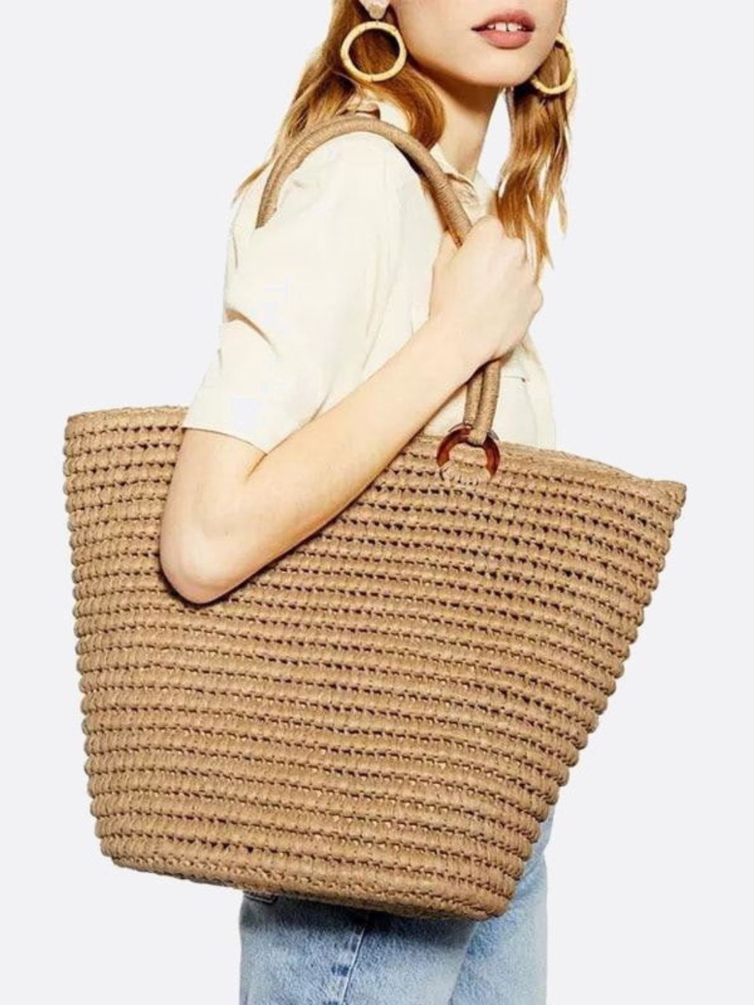 Women's Straw Tote | Summer Bag | Beige - Beige