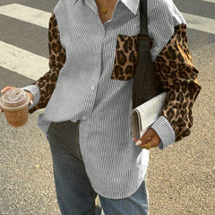 Women's Striped Blouse | Lion Print Detail | Urban | Summer