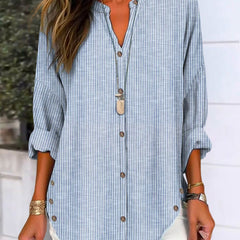 Women's Striped Button-Front Shirt - Relaxed Summer Blouse