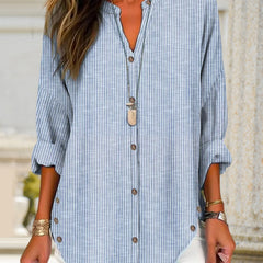 Women's Striped Button-Front Shirt - Relaxed Summer Blouse