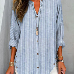 Women's Striped Button-Front Shirt - Relaxed Summer Blouse