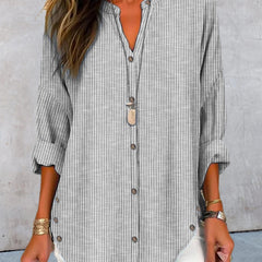 Women's Striped Button-Front Shirt - Relaxed Summer Blouse