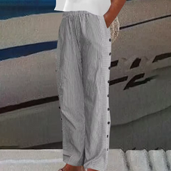 Women's Striped Casual Pants - Relaxed Fit Comfort | Spring