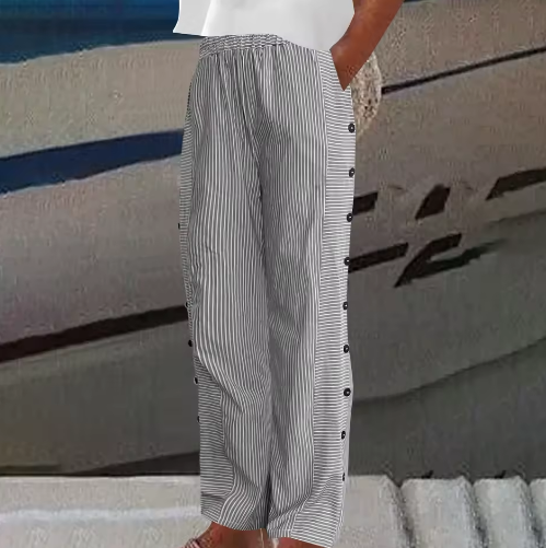 Women's Striped Casual Pants - Relaxed Fit Comfort | Spring