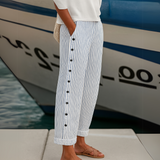 Women's Striped Casual Pants - Relaxed Fit Comfort | Spring - Grey