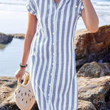 Women's Striped Dress - Effortless Elegance | Summer - Blue