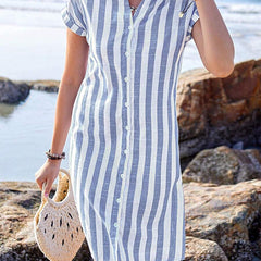 Women's Striped Dress - Effortless Elegance | Summer - Blue