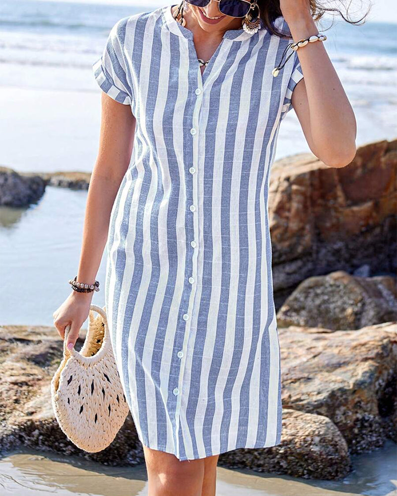 Women's Striped Dress - Effortless Elegance | Summer - Blue