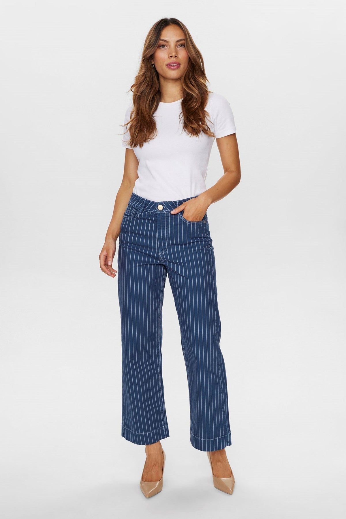 Women's Striped Pants | High Waist | Wide Leg | Summer