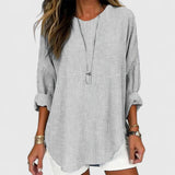 Women's Striped Relaxed Fit Blouse Shorts Set | Spring - Grey