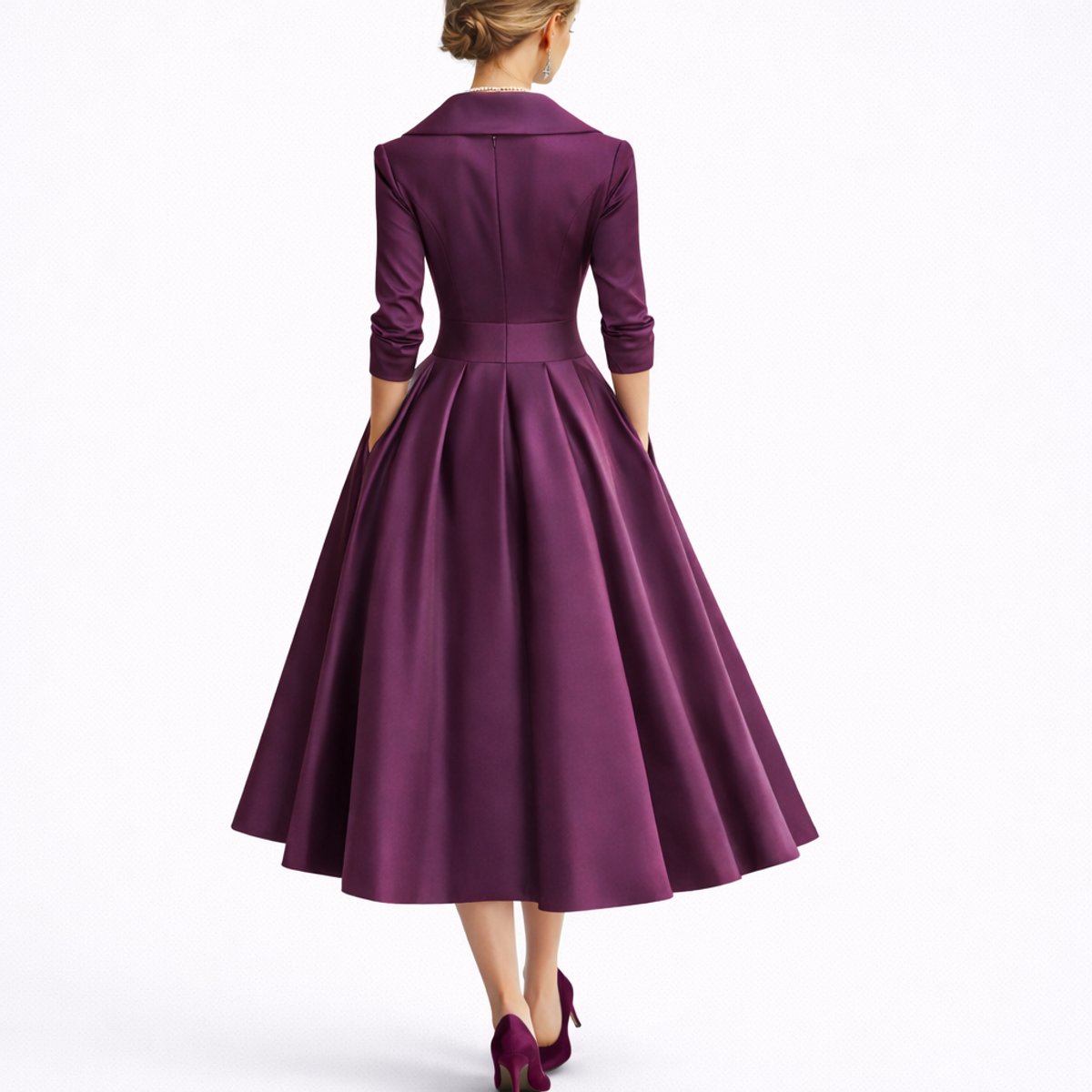 Women's Structured A-Line Midi Dress - Fall Wedding Guest