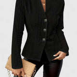 Women's Structured Blazer Jacket - Tailored Elegance | Spring - Black