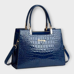 Women's Structured Handbag - Classic Silhouette - Blue