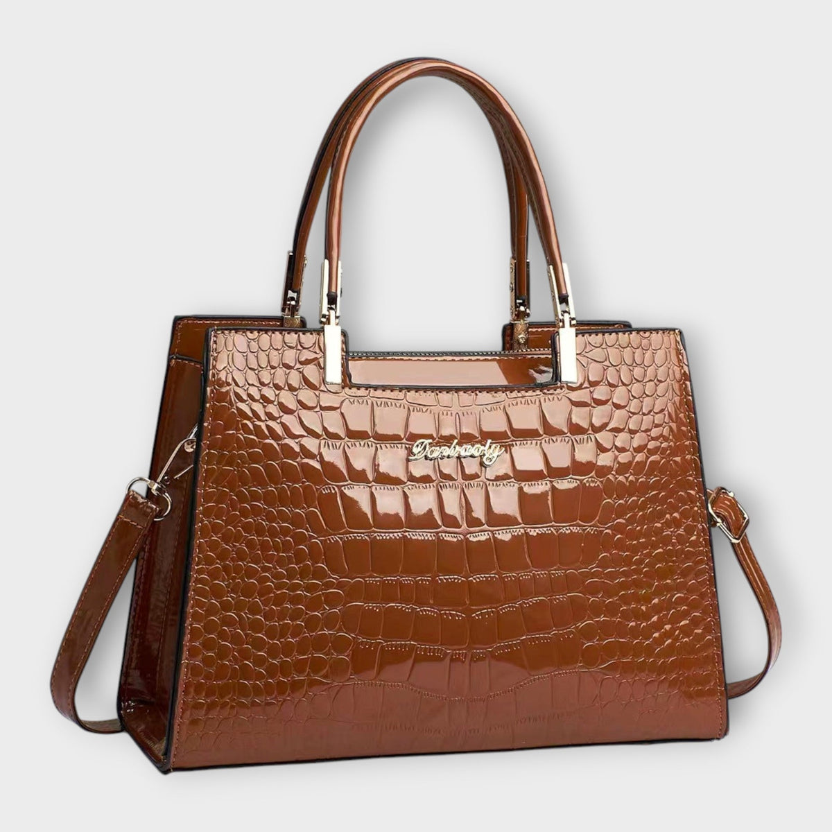 Women's Structured Handbag - Classic Silhouette - Brown