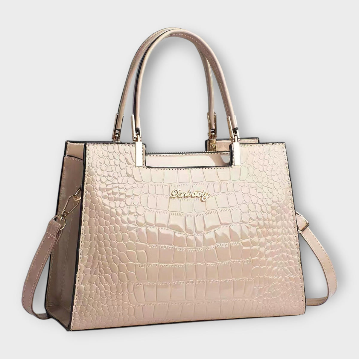 Women's Structured Handbag - Classic Silhouette - Khaki
