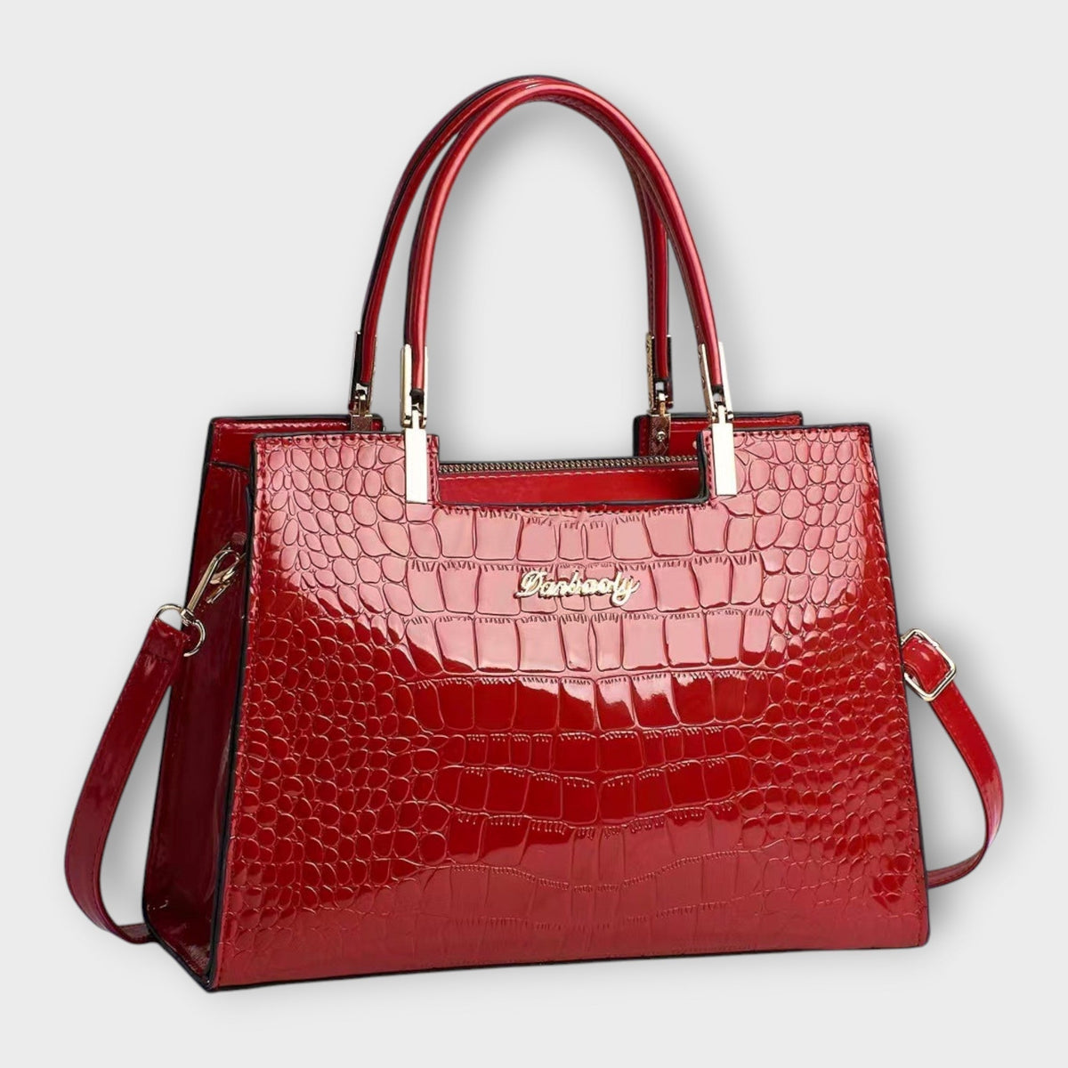 Women's Structured Handbag - Classic Silhouette - Red