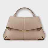 Women's Structured Top Handle Handbag - Classic Summer Bag - Beige