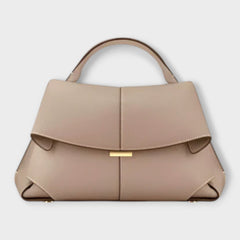 Women's Structured Top Handle Handbag - Classic Summer Bag - Beige