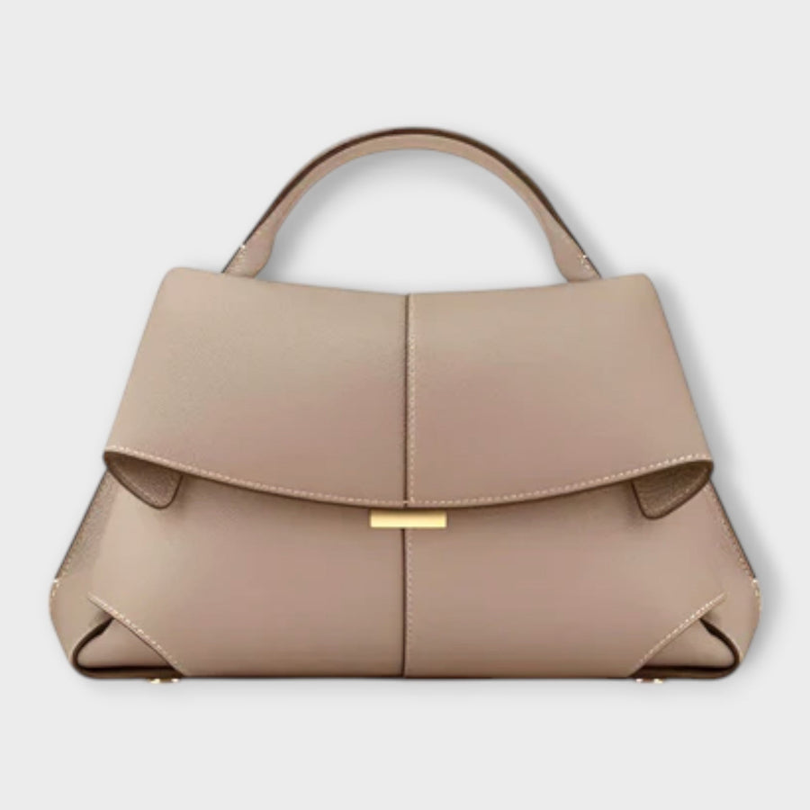 Women's Structured Top Handle Handbag - Classic Summer Bag - Beige