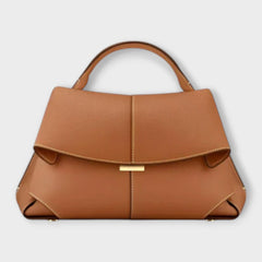 Women's Structured Top Handle Handbag - Classic Summer Bag - Brown