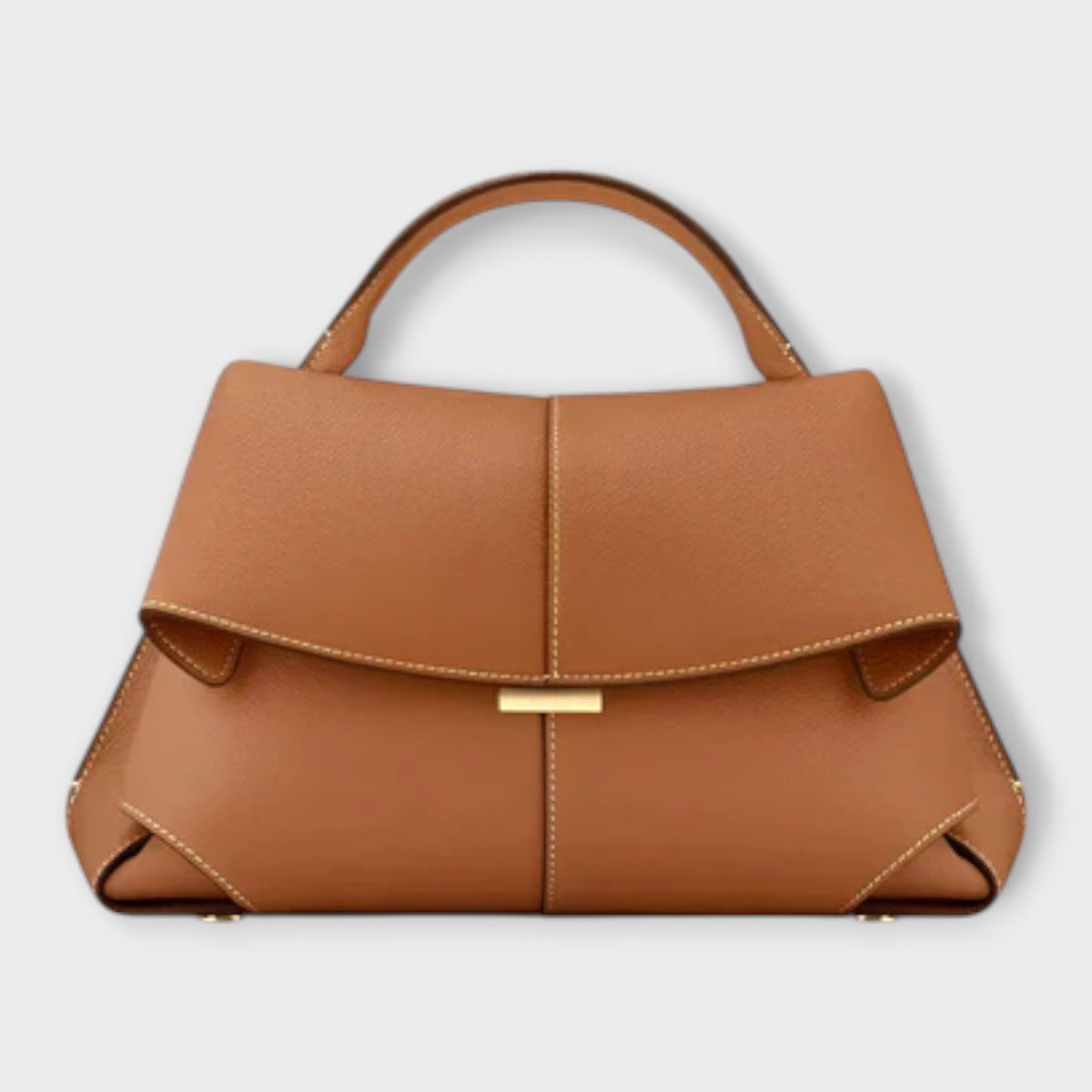 Women's Structured Top Handle Handbag - Classic Summer Bag - Brown