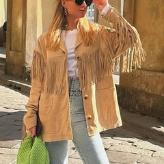 Women's Suede Fringe Jacket | Boho Western Style | Autumn