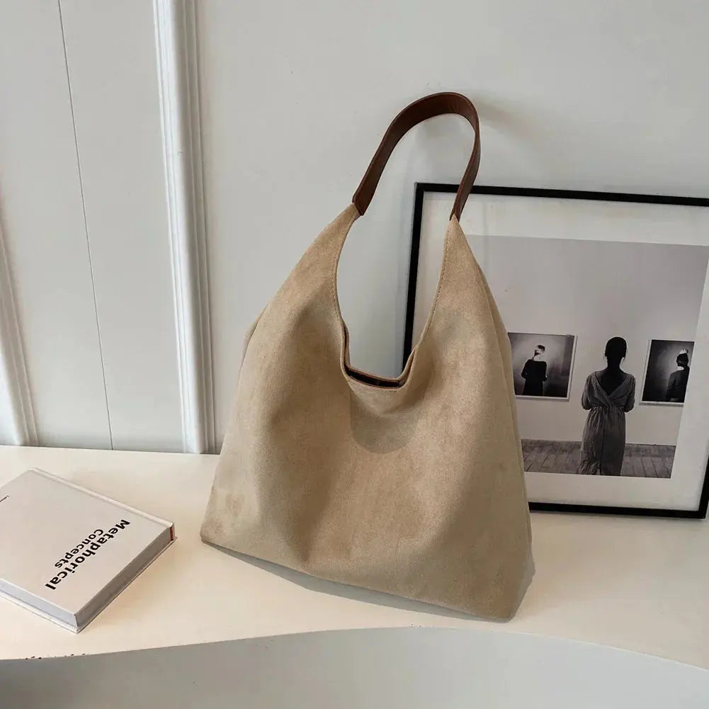 Women's Suede Shoulder Bag | Minimalist | Chic | Summer - Beige