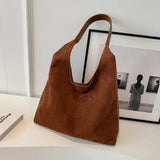 Women's Suede Shoulder Bag | Minimalist | Chic | Summer - Brown