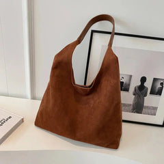 Women's Suede Shoulder Bag | Minimalist | Chic | Summer - Brown